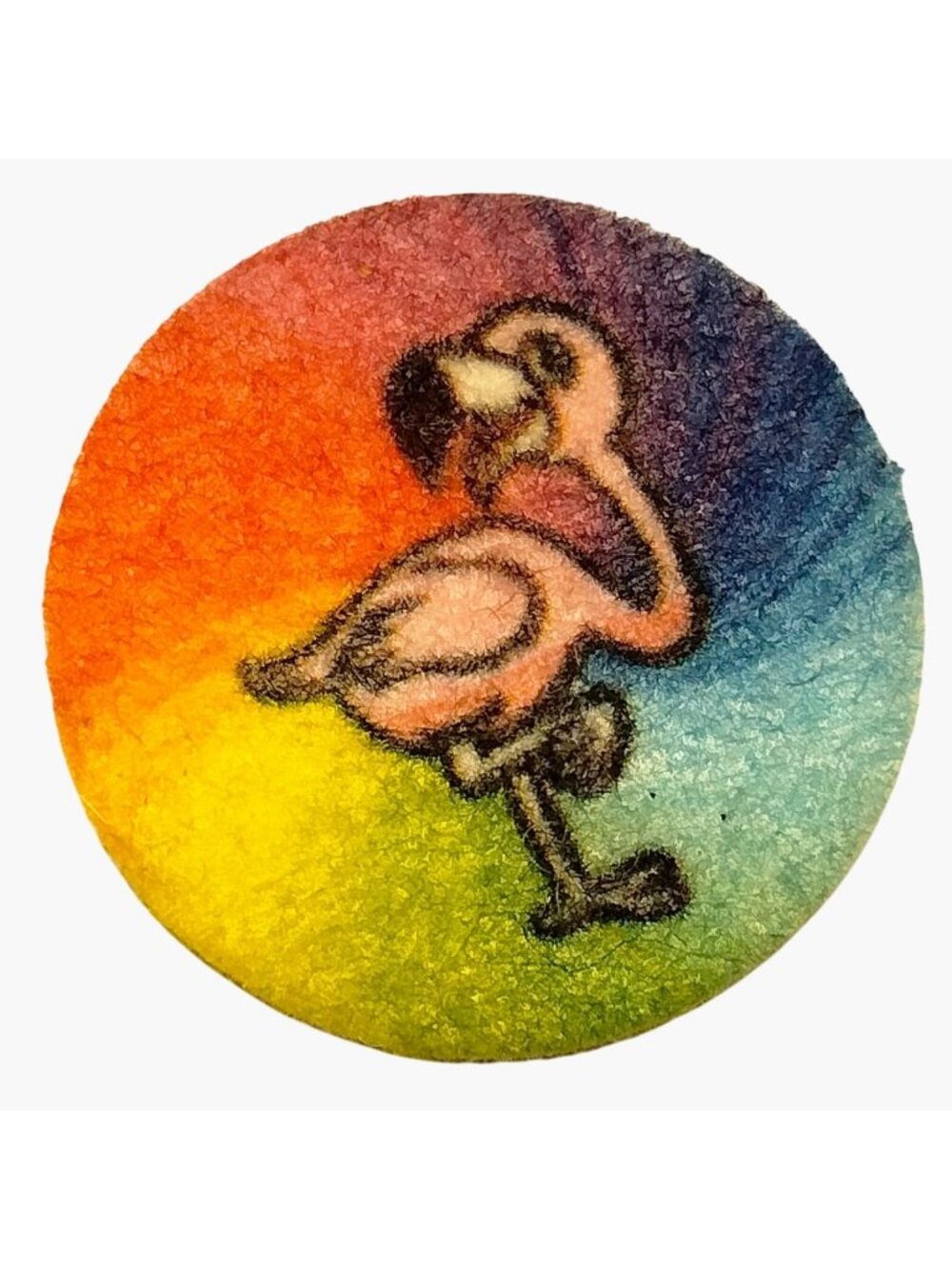 Rainbow Pink Flamingo Patch 1 inch Tropical Tikicoastal